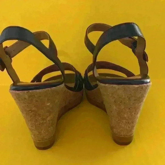 Clarks Cork Wedge Strappy Blue Sandals size 8 1/2 - Picture 8 of 12
